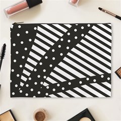 Ambiguous Stripes Line Polka Dots Black Cosmetic Bag (xl) by Mariart