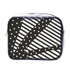 Ambiguous Stripes Line Polka Dots Black Mini Toiletries Bags