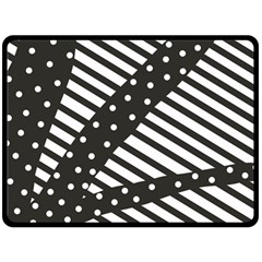 Ambiguous Stripes Line Polka Dots Black Fleece Blanket (large)  by Mariart