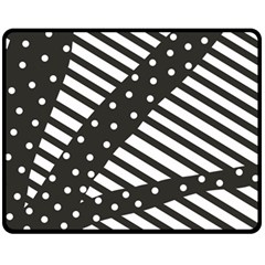 Ambiguous Stripes Line Polka Dots Black Fleece Blanket (medium)  by Mariart