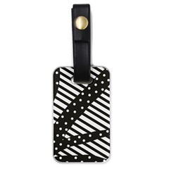 Ambiguous Stripes Line Polka Dots Black Luggage Tags (one Side)  by Mariart