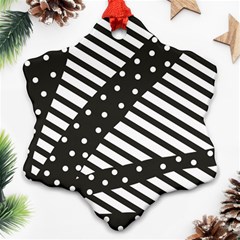 Ambiguous Stripes Line Polka Dots Black Ornament (snowflake)