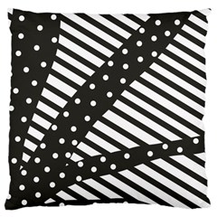 Ambiguous Stripes Line Polka Dots Black Large Cushion Case (one Side) by Mariart