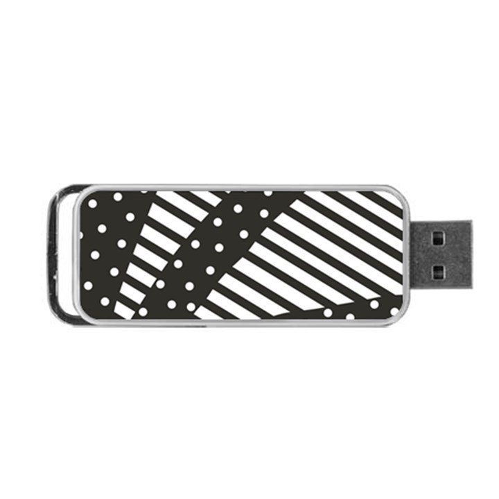 Ambiguous Stripes Line Polka Dots Black Portable USB Flash (One Side)