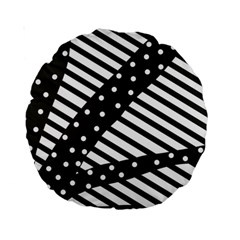 Ambiguous Stripes Line Polka Dots Black Standard 15  Premium Round Cushions by Mariart