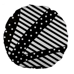 Ambiguous Stripes Line Polka Dots Black Large 18  Premium Round Cushions by Mariart