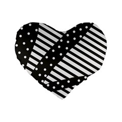 Ambiguous Stripes Line Polka Dots Black Standard 16  Premium Heart Shape Cushions by Mariart