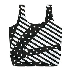 Ambiguous Stripes Line Polka Dots Black Full Print Recycle Bags (l)  by Mariart