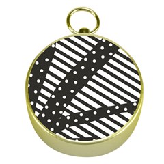 Ambiguous Stripes Line Polka Dots Black Gold Compasses by Mariart