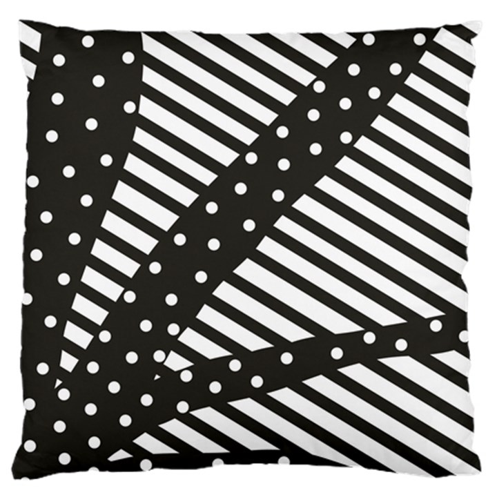 Ambiguous Stripes Line Polka Dots Black Standard Flano Cushion Case (Two Sides)