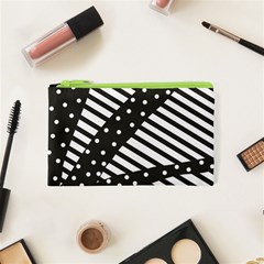 Ambiguous Stripes Line Polka Dots Black Cosmetic Bag (xs) by Mariart