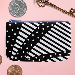 Ambiguous Stripes Line Polka Dots Black Large Coin Purse by Mariart