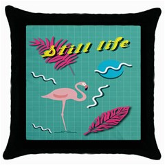 Behance Feelings Beauty Flamingo Bird Still Life Leaf Green Pink Red Throw Pillow Case (black)