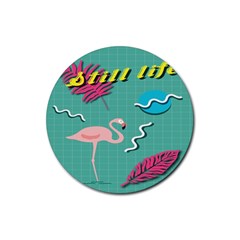 Behance Feelings Beauty Flamingo Bird Still Life Leaf Green Pink Red Rubber Coaster (round)  by Mariart