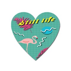 Behance Feelings Beauty Flamingo Bird Still Life Leaf Green Pink Red Heart Magnet by Mariart