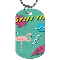 Behance Feelings Beauty Flamingo Bird Still Life Leaf Green Pink Red Dog Tag (two Sides) by Mariart