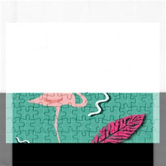 Behance Feelings Beauty Flamingo Bird Still Life Leaf Green Pink Red Rectangular Jigsaw Puzzl by Mariart