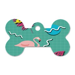 Behance Feelings Beauty Flamingo Bird Still Life Leaf Green Pink Red Dog Tag Bone (one Side) by Mariart