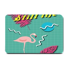 Behance Feelings Beauty Flamingo Bird Still Life Leaf Green Pink Red Small Doormat  by Mariart