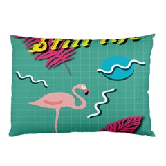 Behance Feelings Beauty Flamingo Bird Still Life Leaf Green Pink Red Pillow Case by Mariart