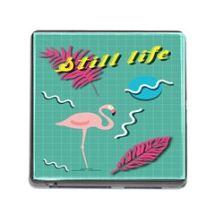 Behance Feelings Beauty Flamingo Bird Still Life Leaf Green Pink Red Memory Card Reader (square) by Mariart