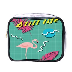 Behance Feelings Beauty Flamingo Bird Still Life Leaf Green Pink Red Mini Toiletries Bags by Mariart