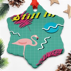 Behance Feelings Beauty Flamingo Bird Still Life Leaf Green Pink Red Ornament (snowflake) by Mariart