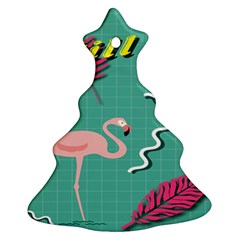 Behance Feelings Beauty Flamingo Bird Still Life Leaf Green Pink Red Christmas Tree Ornament (two Sides)