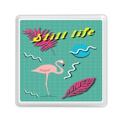 Behance Feelings Beauty Flamingo Bird Still Life Leaf Green Pink Red Memory Card Reader (square)  by Mariart