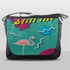 Behance Feelings Beauty Flamingo Bird Still Life Leaf Green Pink Red Messenger Bags by Mariart