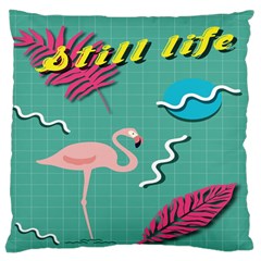 Behance Feelings Beauty Flamingo Bird Still Life Leaf Green Pink Red Large Cushion Case (one Side) by Mariart