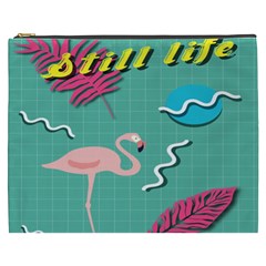 Behance Feelings Beauty Flamingo Bird Still Life Leaf Green Pink Red Cosmetic Bag (xxxl)  by Mariart