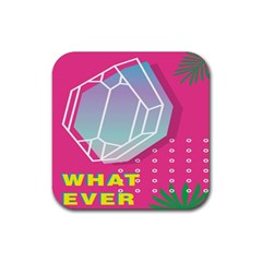 Behance Feelings Beauty Polka Dots What Ever Leaf Diamon Pink Rubber Coaster (square) 