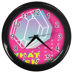 Behance Feelings Beauty Polka Dots What Ever Leaf Diamon Pink Wall Clocks (black)