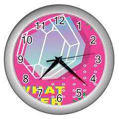 Behance Feelings Beauty Polka Dots What Ever Leaf Diamon Pink Wall Clocks (silver) 