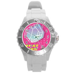 Behance Feelings Beauty Polka Dots What Ever Leaf Diamon Pink Round Plastic Sport Watch (l) by Mariart