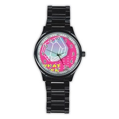 Behance Feelings Beauty Polka Dots What Ever Leaf Diamon Pink Stainless Steel Round Watch