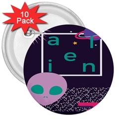 Behance Feelings Beauty Space Alien Star Galaxy 3  Buttons (10 Pack) 