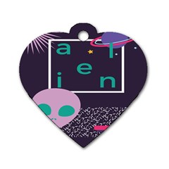 Behance Feelings Beauty Space Alien Star Galaxy Dog Tag Heart (one Side) by Mariart