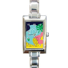 Behance Feelings Beauty Waves Blue Yellow Pink Green Leaf Rectangle Italian Charm Watch