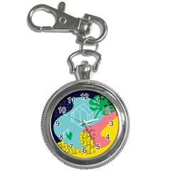 Behance Feelings Beauty Waves Blue Yellow Pink Green Leaf Key Chain Watches