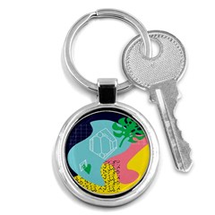 Behance Feelings Beauty Waves Blue Yellow Pink Green Leaf Key Chains (round)  by Mariart