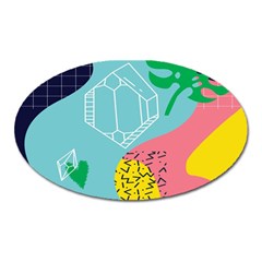 Behance Feelings Beauty Waves Blue Yellow Pink Green Leaf Oval Magnet by Mariart