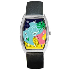 Behance Feelings Beauty Waves Blue Yellow Pink Green Leaf Barrel Style Metal Watch