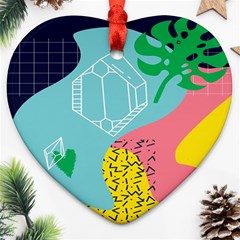 Behance Feelings Beauty Waves Blue Yellow Pink Green Leaf Heart Ornament (two Sides) by Mariart