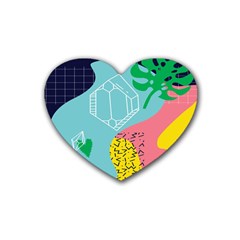 Behance Feelings Beauty Waves Blue Yellow Pink Green Leaf Heart Coaster (4 Pack)  by Mariart