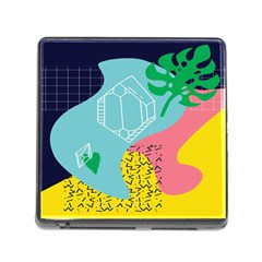 Behance Feelings Beauty Waves Blue Yellow Pink Green Leaf Memory Card Reader (square) by Mariart