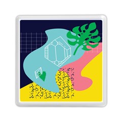 Behance Feelings Beauty Waves Blue Yellow Pink Green Leaf Memory Card Reader (square)  by Mariart