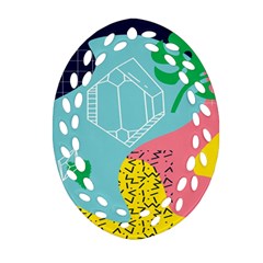 Behance Feelings Beauty Waves Blue Yellow Pink Green Leaf Ornament (oval Filigree) by Mariart