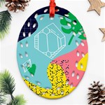 Behance Feelings Beauty Waves Blue Yellow Pink Green Leaf Oval Filigree Ornament (Two Sides) Front